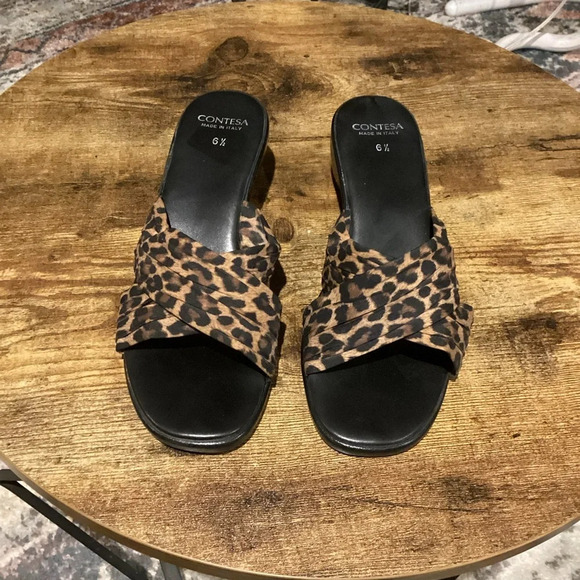 Contessa leopard print wedge sandal size 6 1/2 - Picture 1 of 4